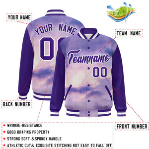 Custom Purple White Tie Dye Ink Paint Varsity Graffiti Pattern Letterman Jacket