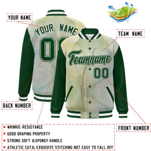 Custom Green White Tie Dye Ink Paint Varsity Graffiti Pattern Letterman Jacket