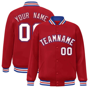 Custom Red White-Red Classic Style Varsity Full-Snap Letterman Jacket