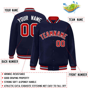 Custom Navy Red-White Classic Style Varsity Full-Snap Letterman Jacket