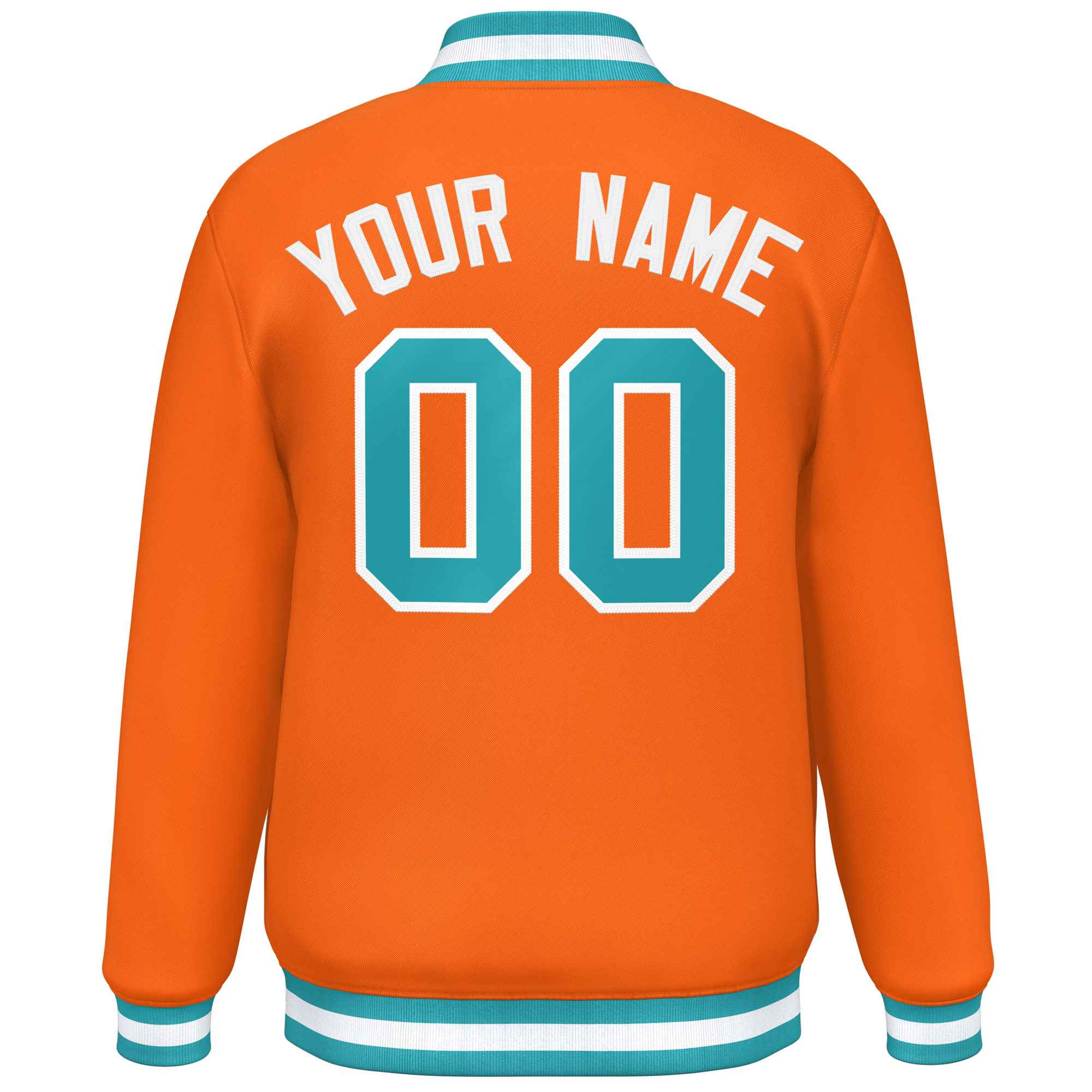 Custom Orange Aqua-White Varsity Full-Snap Classic Style Letterman Baseball Jacket