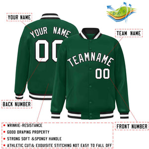 Custom Green White-Black Classic Style Varsity Full-Snap Letterman Jacket