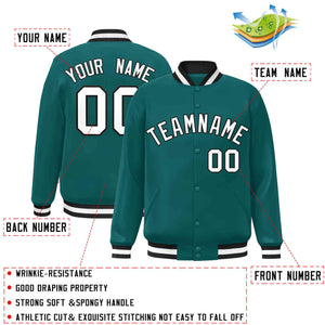 Custom Aqua White-Black Classic Style Varsity Full-Snap Letterman Jacket