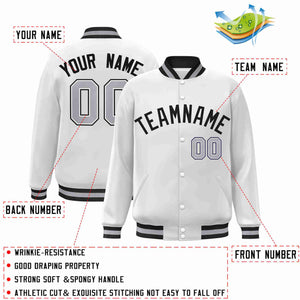 Custom White Black Classic Style Varsity Full-Snap Letterman Jacket