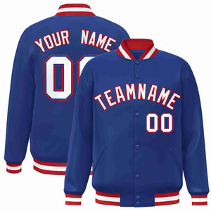 Custom Royal White-Red Classic Style Varsity Full-Snap Letterman Jacket