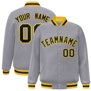 Custom Gray Black-Gold Classic Style Varsity Full-Snap Letterman Jacket