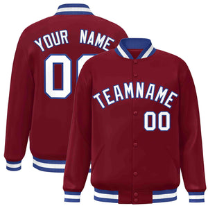 Custom Crimson White-Royal Classic Style Varsity Full-Snap Letterman Jacket