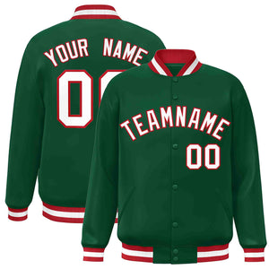 Custom Green White-Red Classic Style Varsity Full-Snap Letterman Jacket