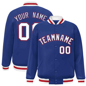 Custom Royal White-Royal Classic Style Varsity Full-Snap Letterman Jacket