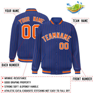 Custom Royal Orange-Blanc Personnalisé Stripe Fashion Letterman Bomber Varsity Jacket