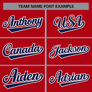 custom red varsity jacket maker team name font example