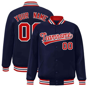 Custom Navy Red-White Classic Style Varsity Full-Snap Letterman Jacket