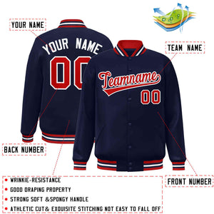 Custom Navy Red-White Classic Style Varsity Full-Snap Letterman Jacket