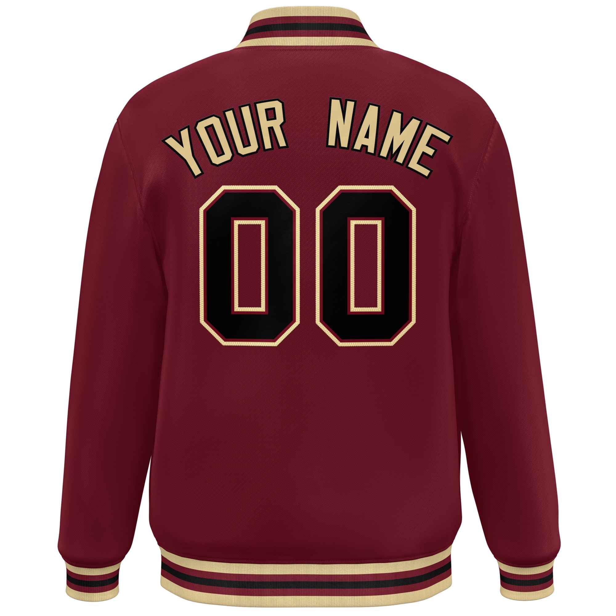 Custom Crimson Khaki-Black Varsity Full-Snap Classic Style Letterman Baseball Jacket