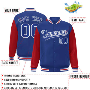 Veste Letterman Varsity à manches raglan Royal Royal-White personnalisée