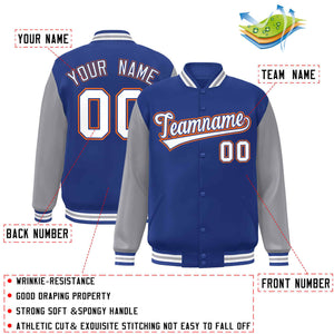 Veste Letterman Varsity Full-Snap Custom Royal White-Royal Raglan Sleeves