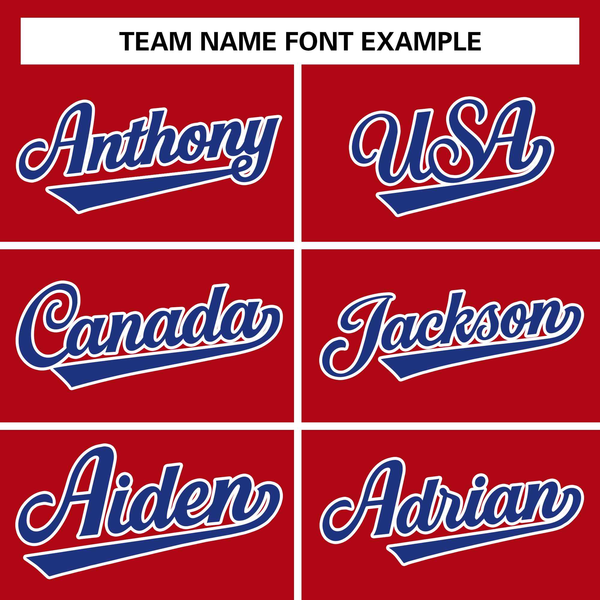 custom red and royal blue varstiy full-snap baseball batting jacket team name font example