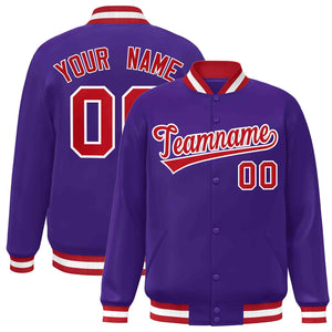 Custom Purple Red-White Classic Style Varsity Full-Snap Letterman Jacket