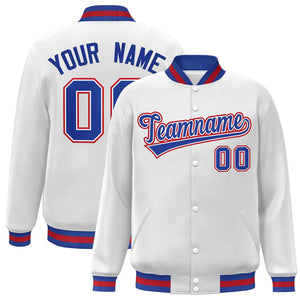 Veste Letterman Varsity Full-Snap Custom White Royal-White de style classique