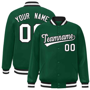 Custom Green White-Black Classic Style Varsity Full-Snap Letterman Jacket