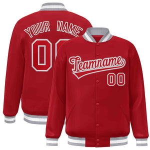 Custom Red Red-White Classic Style Varsity Full-Snap Letterman Jacket