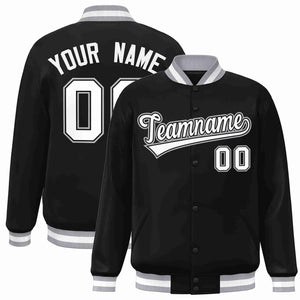 Custom Black White-Black Classic Style Varsity Full-Snap Letterman Jacket