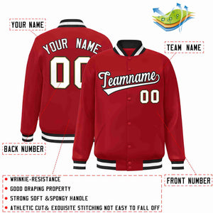 Custom Red White-Black Classic Style Varsity Full-Snap Letterman Jacket