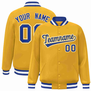 Custom Gold Royal-Gold Classic Style Varsity Full-Snap Letterman Jacket