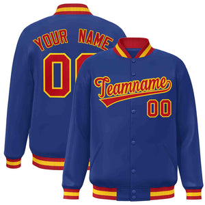 Custom Royal Red-Gold Classic Style Varsity Full-Snap Letterman Jacket