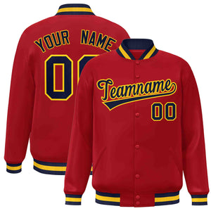 Custom Red Navy-Gold Classic Style Varsity Full-Snap Letterman Jacket