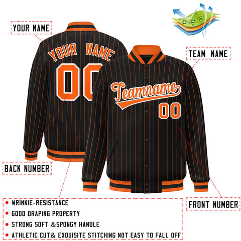 Custom Black Orange-White Bomber Stripe Fashion Letterman Jacket for Teams