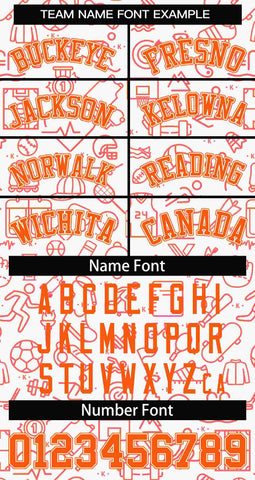 Custom White Orange Line Graffiti Pattern Varsity Raglan Sleeves Letterman Baseball Jacket