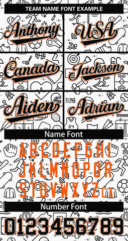 Custom White Orange-Black Line Graffiti Pattern Varsity Raglan Sleeves Letterman Baseball Jacket