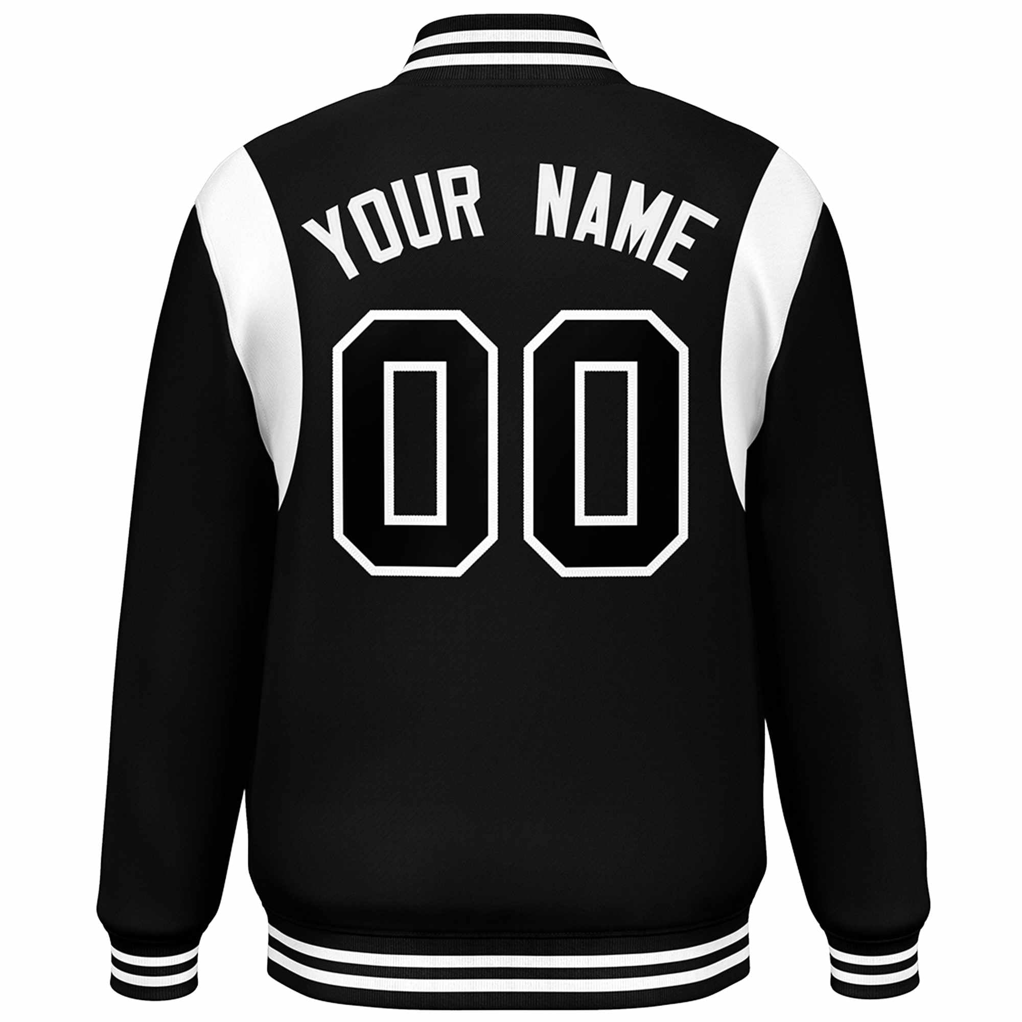 Custom Black White Color Block Bomber Varsity Full-Snap Baseball Jacket