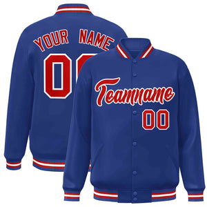 Custom Royal Red-White Classic Style Varsity Full-Snap Letterman Jacket