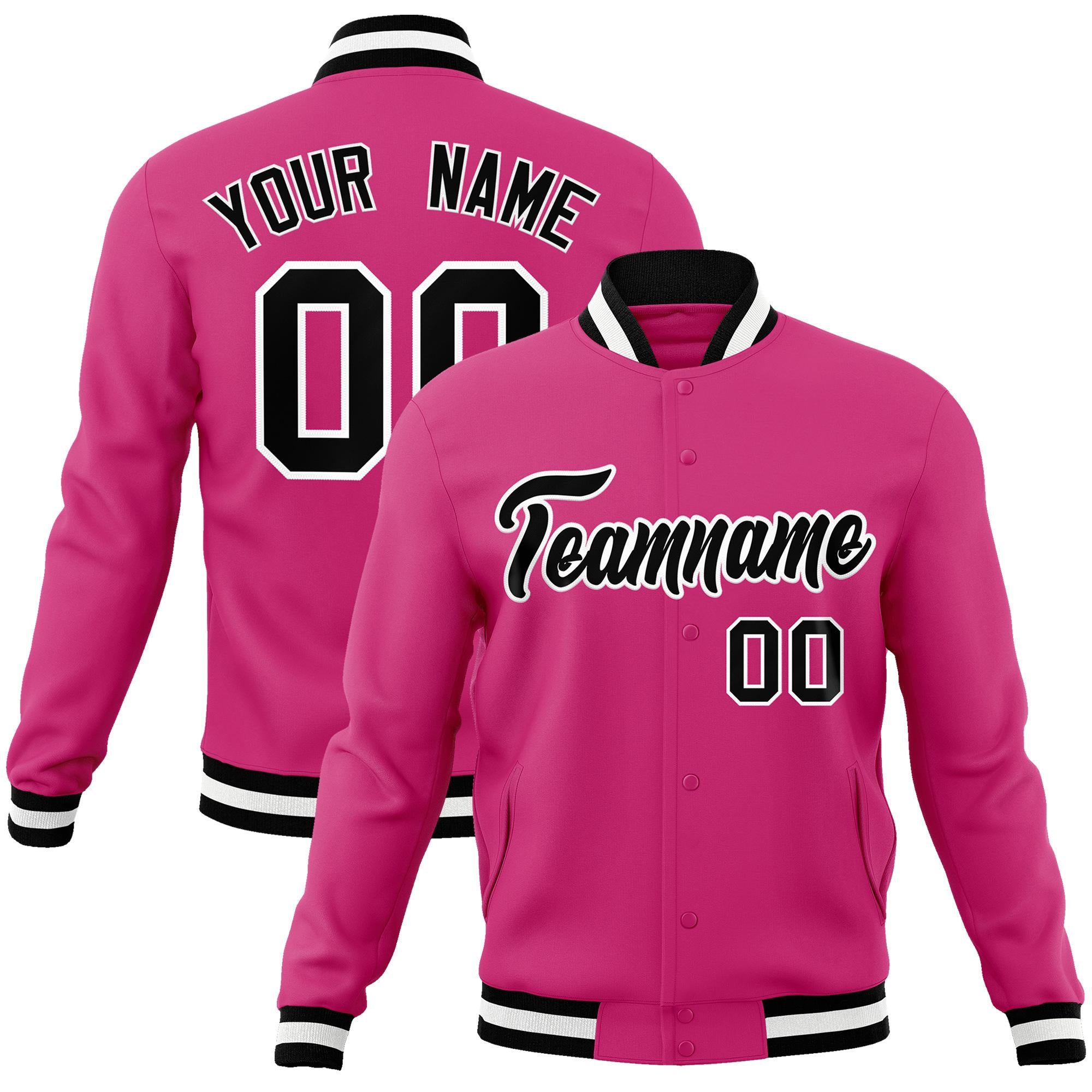 Custom Red Black-White Classic Style Varsity Full-Snap Letterman Jacket