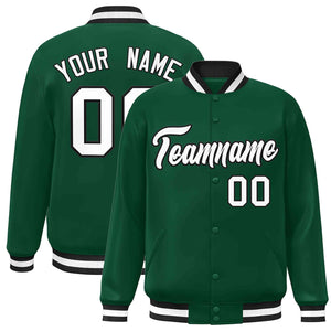 Custom Green White-Black Classic Style Varsity Full-Snap Letterman Jacket