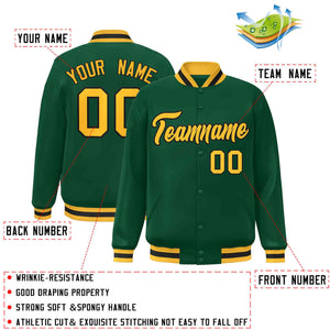 Custom Green Gold-Black Classic Style Varsity Full-Snap Letterman Jacket