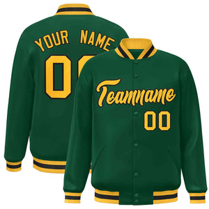 Custom Green Gold-Black Classic Style Varsity Full-Snap Letterman Jacket