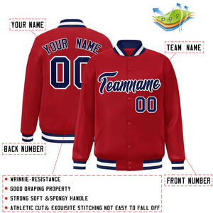 Custom Red Navy-White Classic Style Varsity Full-Snap Letterman Jacket