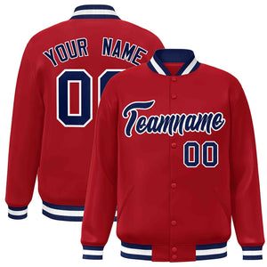 Custom Red Navy-White Classic Style Varsity Full-Snap Letterman Jacket