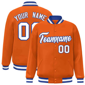 Custom Orange White-Royal Classic Style Varsity Full-Snap Letterman Jacket