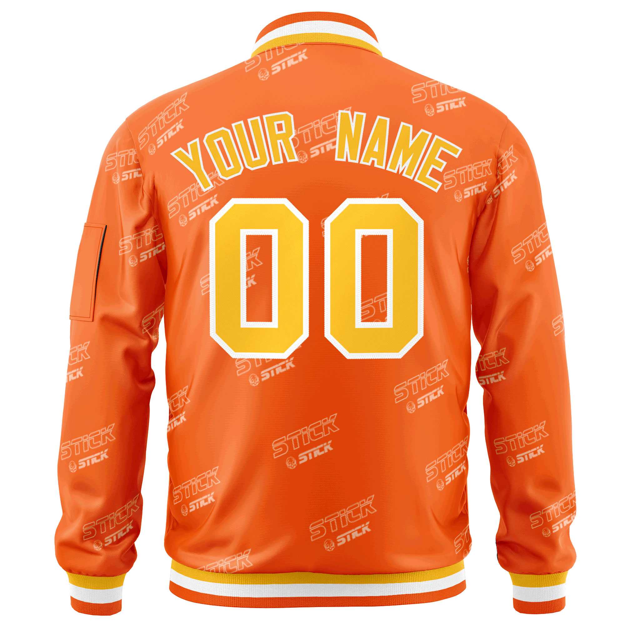 Custom Orange Gold-White Letter Full-Zip Varsity Bomber Jacket