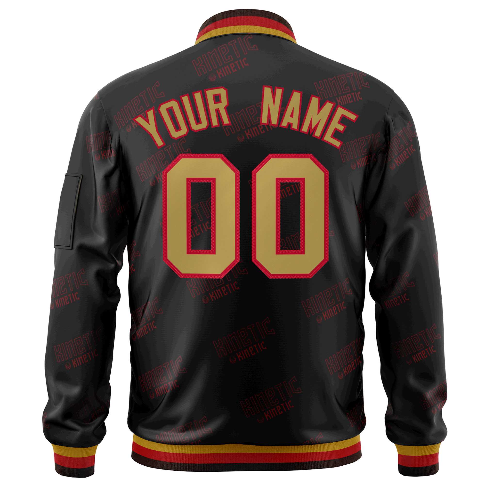 Custom Black Desert Yellow-Red Letter Full-Zip Varsity Bomber Jacket