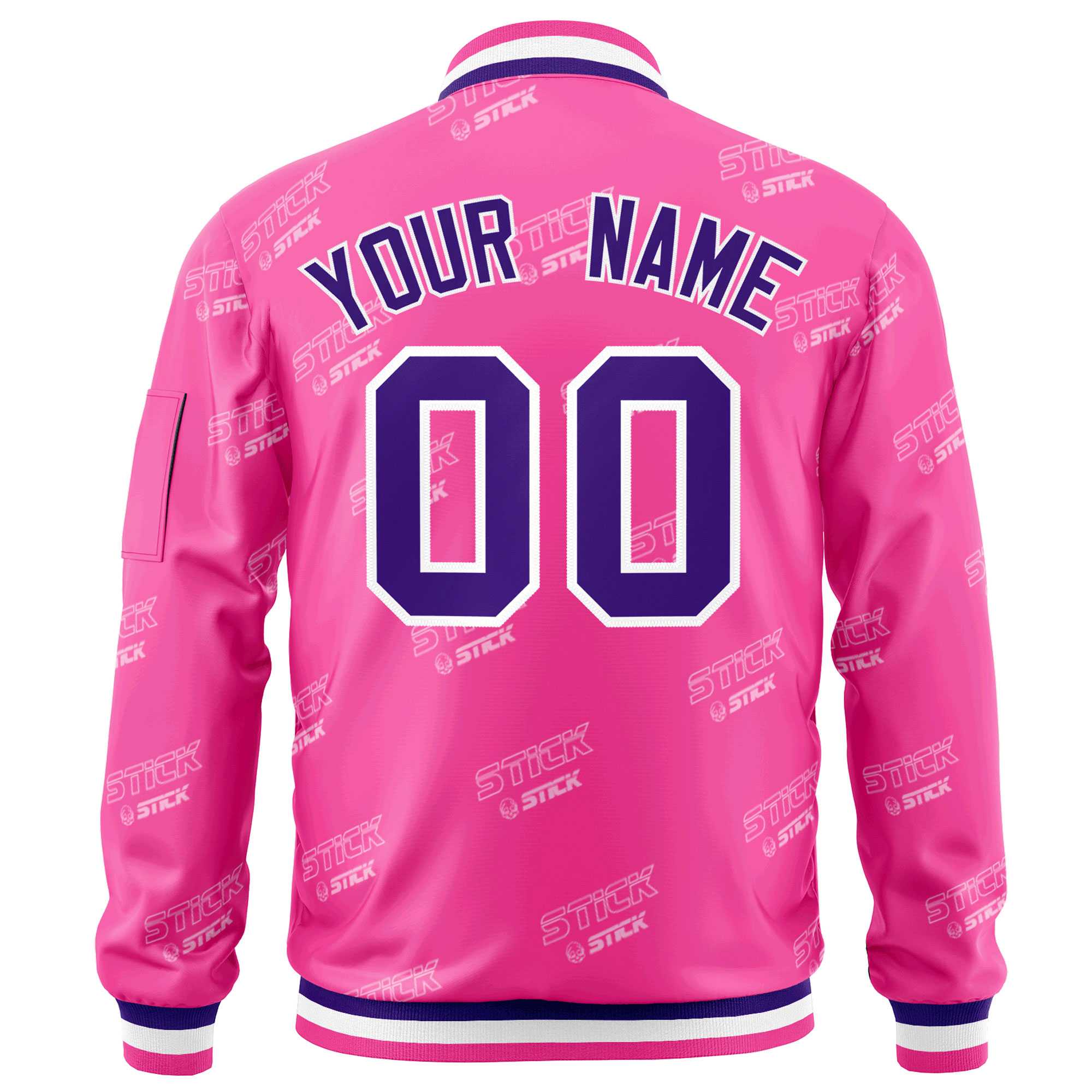 Custom Pink Purple-White Letter Full-Zip Varsity Bomber Jacket