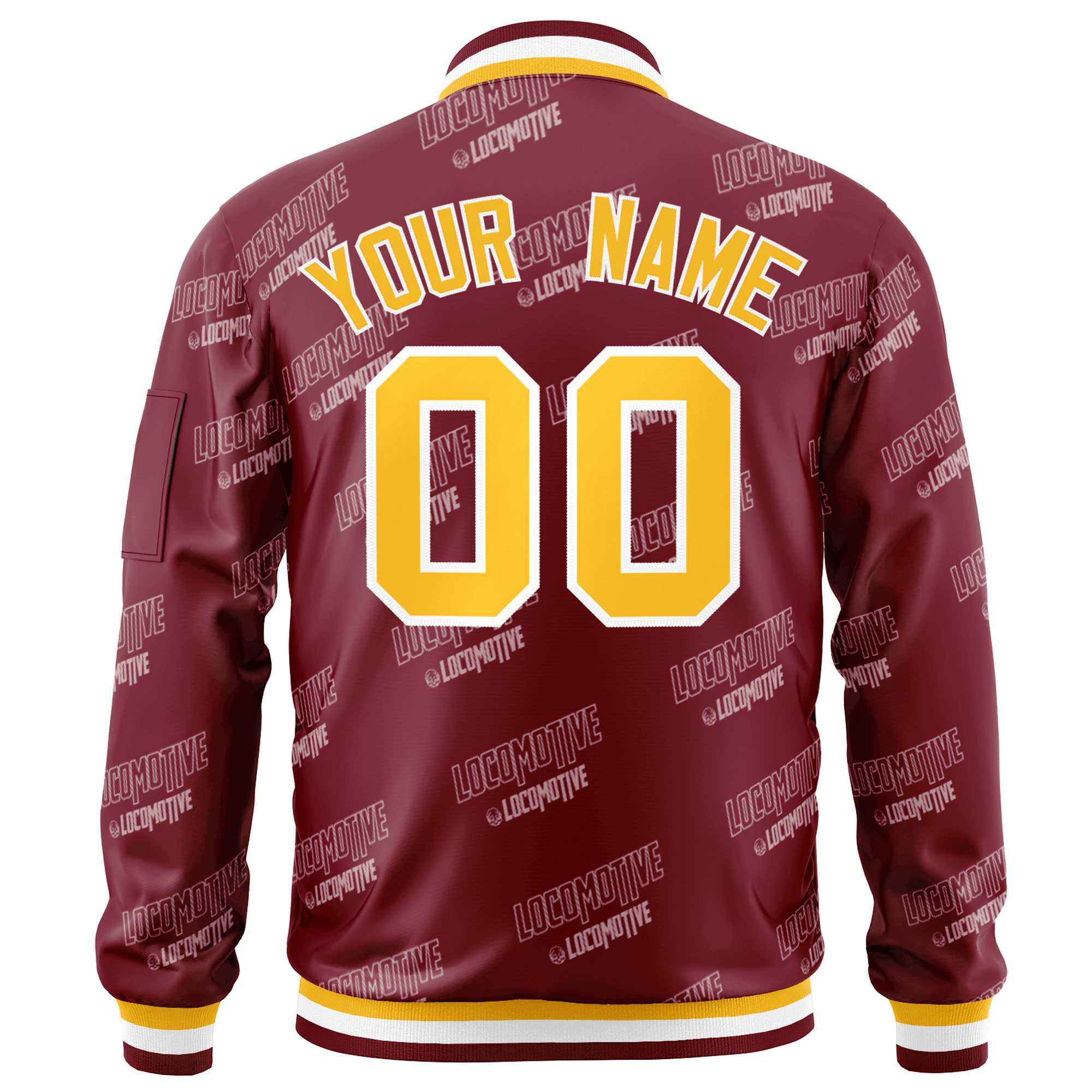 Custom Crimson Gold-White Letter Full-Zip Varsity Bomber Jacket