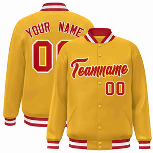 Custom Gold Red-Gold Classic Style Varsity Full-Snap Letterman Jacket