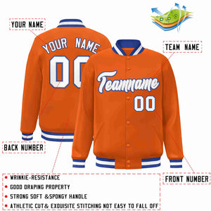 Custom Orange White-Gray Classic Style Varsity Full-Snap Letterman Jacket