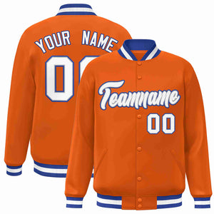 Custom Orange White-Gray Classic Style Varsity Full-Snap Letterman Jacket