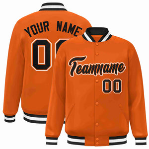 Custom Orange Black-Orange Classic Style Varsity Full-Snap Letterman Jacket